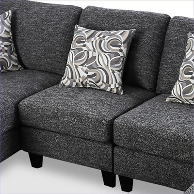 1Pc Living Room Armless Chair, Gray Chenille Upholstery, Contemporary Transitional Style, Solid Wood And Fitted Back Pillows Chair With Fabric, Structure, Tappered Feet, High - Density Foam Cushions