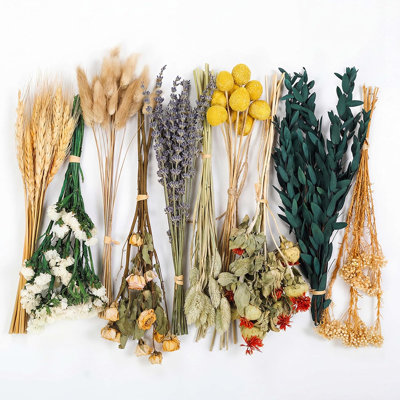 10 Kinds Natural Dried Flowers Green Series – Boho Wedding Bouquet DIY Floral Arrangement Supplies  For Home Decor