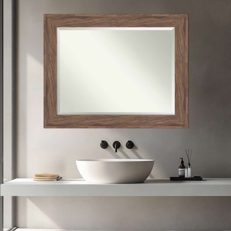 Miroir mural de salle de bain pâle à cadre biseauté pia, 28,75 po x 22,75 po