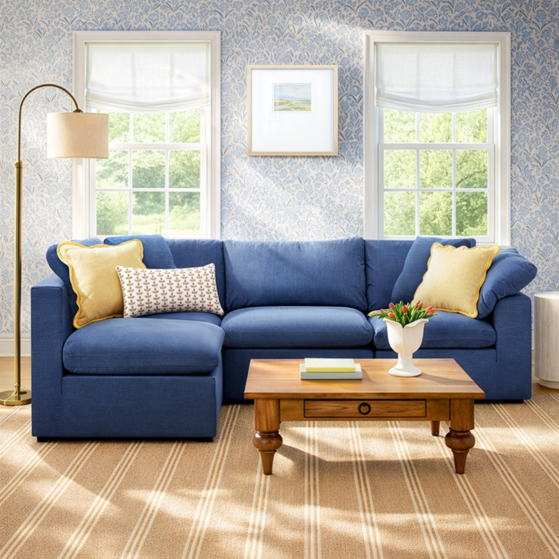 Calana Modular Sectional, Navy, 6 Piece