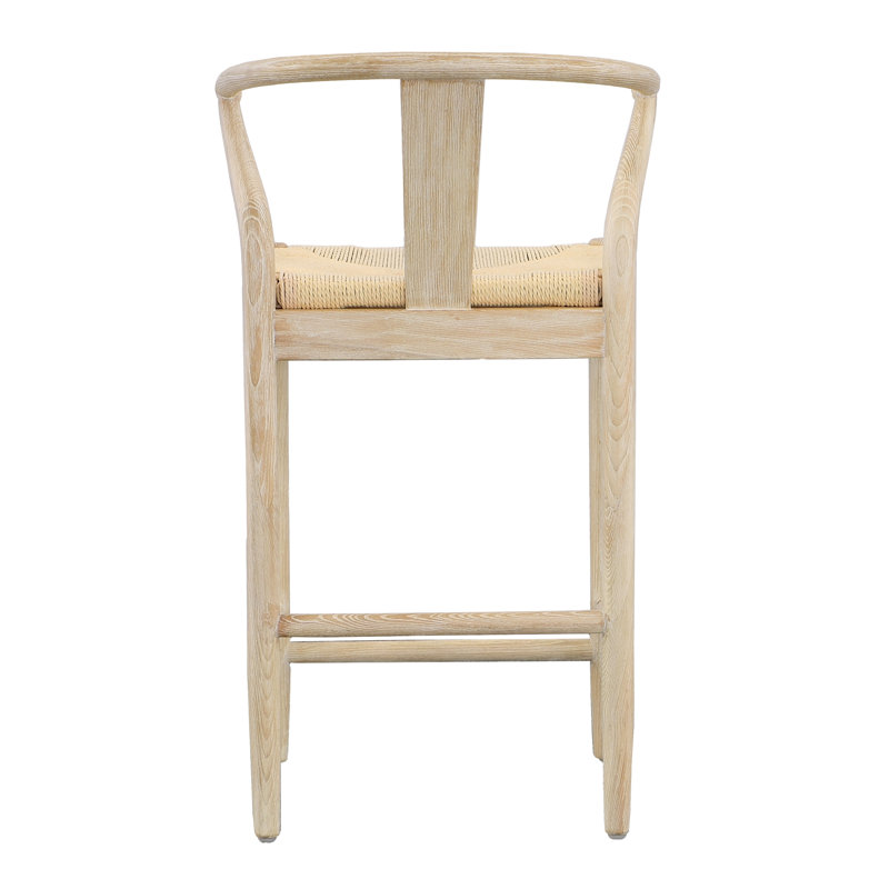 Renault 37" Tall Oak Wood Counter Stool, Light Bleached Natural