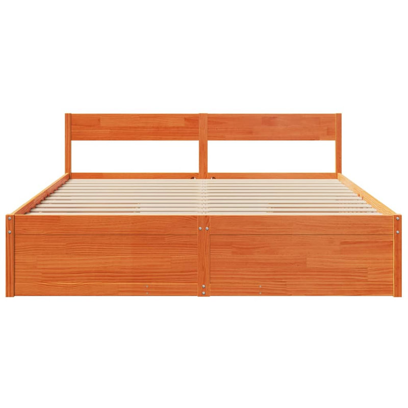 Arhum Solid Wood Bed, Super King (6'), Wax Brown