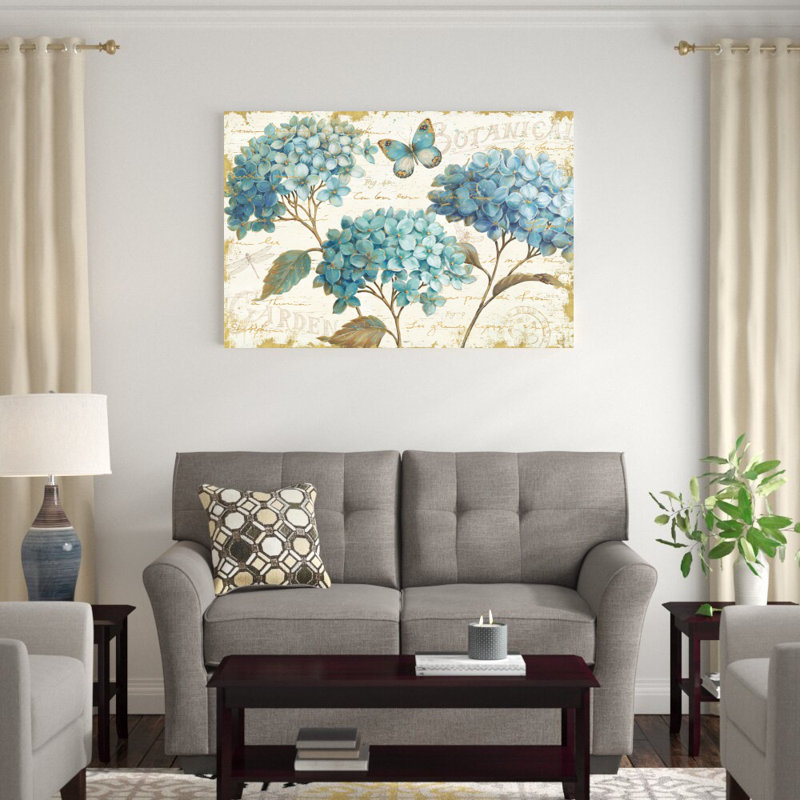 «Blue Garden I» par Daphne Brissonnet, reproduction d'art sur toile tendue, H 32 po x l 48 po, Non, Toile tendue