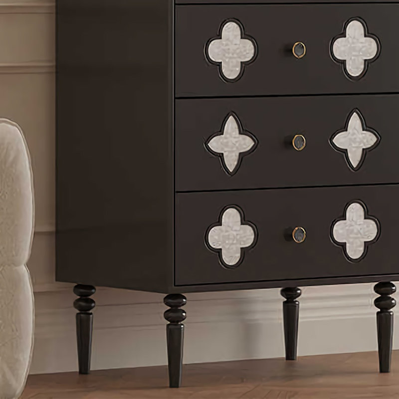 Modern Simple Black Solid Wood Accent Chest