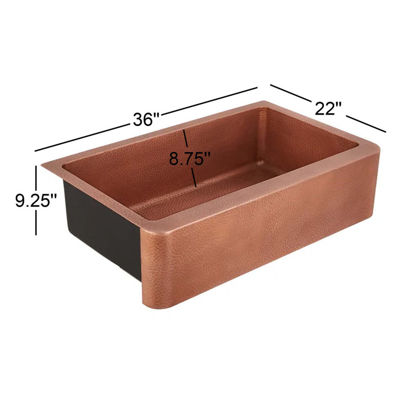 36" Fiona Hammered Copper Farmhouse Sink