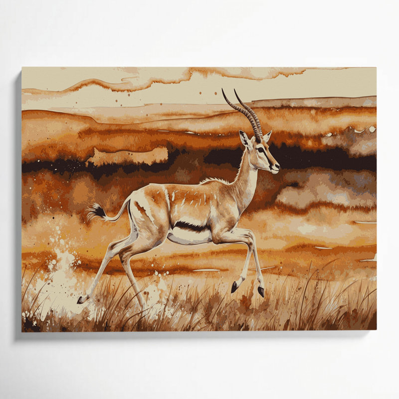 Faune Dorcas Gazelle, art mural sur toile brune, H 11 po x l 14 po