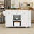 Kitchen Island with Extendable Dining Table, Open Shelves, 3 Drawers and Power Outlet-2085342657