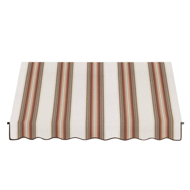 Awntech Santa Fe Acrylic Fabric Fixed Awning with Iron Rope Arms, 44" H x 76.5" W x 36" D, Brown/Tan/Terracotta Multi