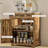 Sideboard With Solid Wood Countertop,  Kitchen Storage Cabinet, Coffee Bar Cabinet With  Drawers, Doors And Adjustable Shelf, Rustic