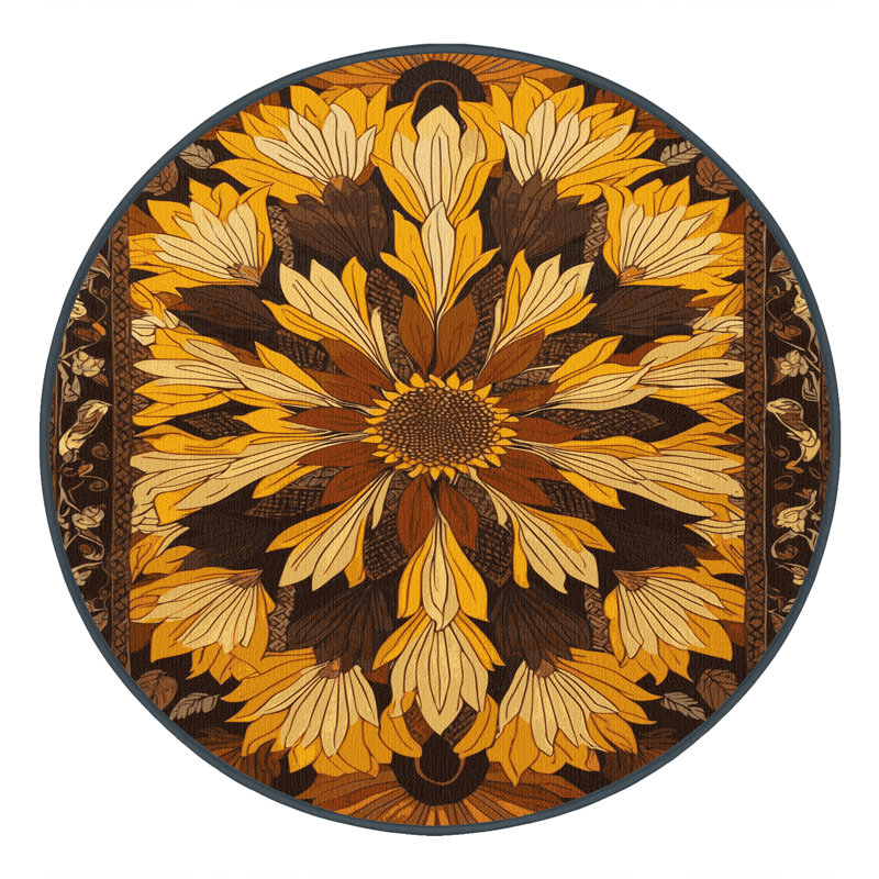 Machine Washable Persian Brown Area Rug, Round 8'