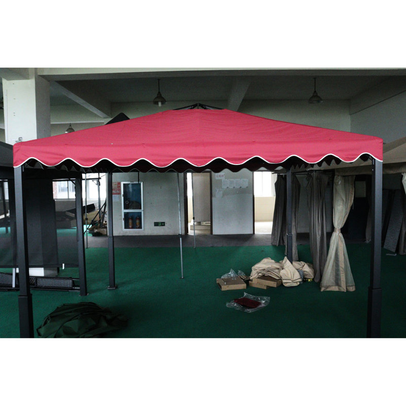 Toile de remplacement rouge 3 x 3 m pour terrasse de patio extérieure. Tissu de protection. Toit à deux étages avec moustiquaire et trous de drainage. Parfait pour relaxer et profiter de moments conviviaux.