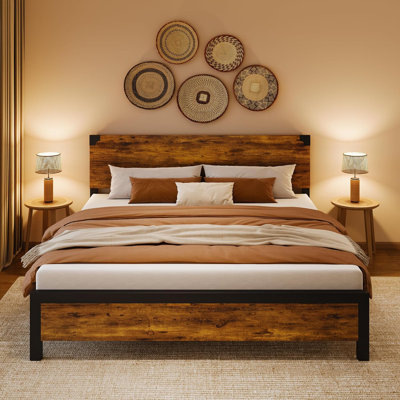 Bed Frame With Wooden Headboard, Under-Bed Storage And Metal Legs. Noise-Free Operation, No Box Spring Required by 17 Stories