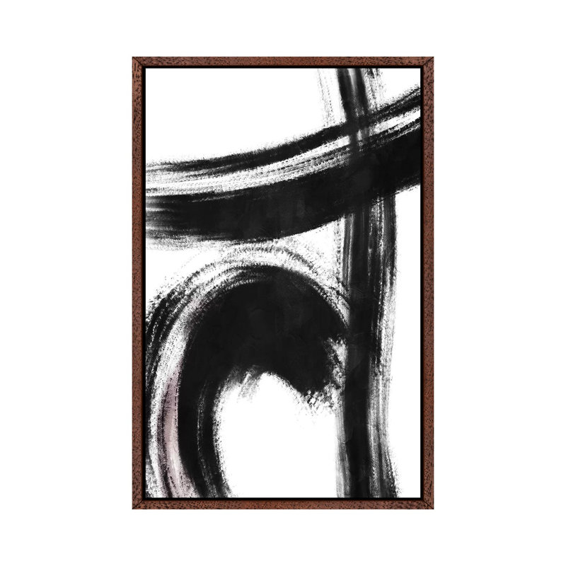 Strokes I by On Rei - Painting on Canvas, 66.04cm H x 45.72cm W x 3.81cm D, Classic Brown Wood Framed