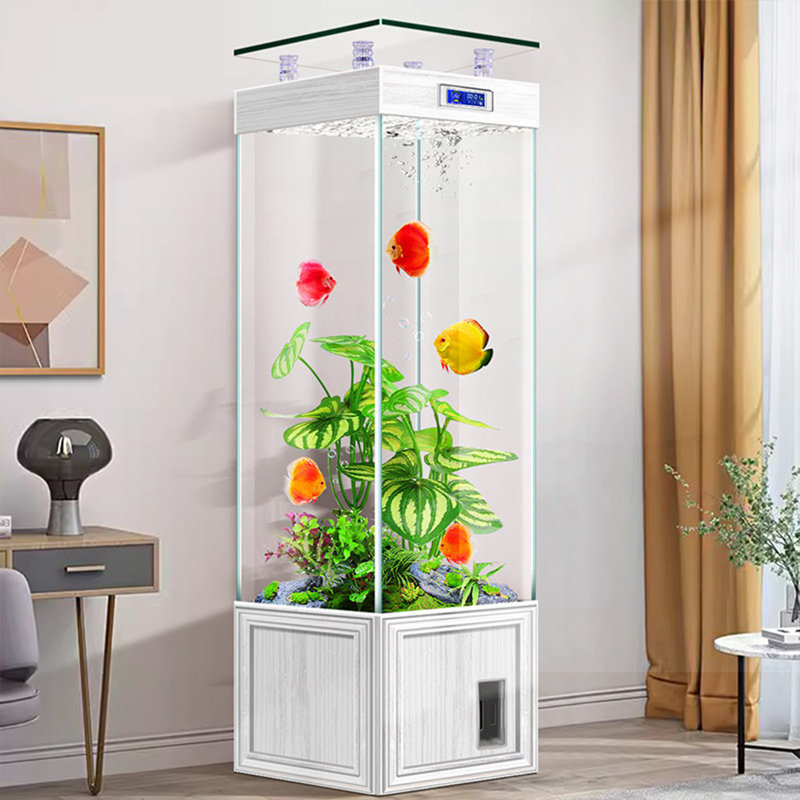 Aquarium 20,47 po petit et moyen vertical, 46.245 Gallon (55.91" H x 20.47" W x 15.75" D), Clear/White