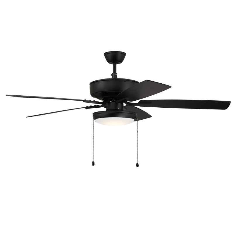 52'' Ceiling Fan with LED Lights, Flat Black