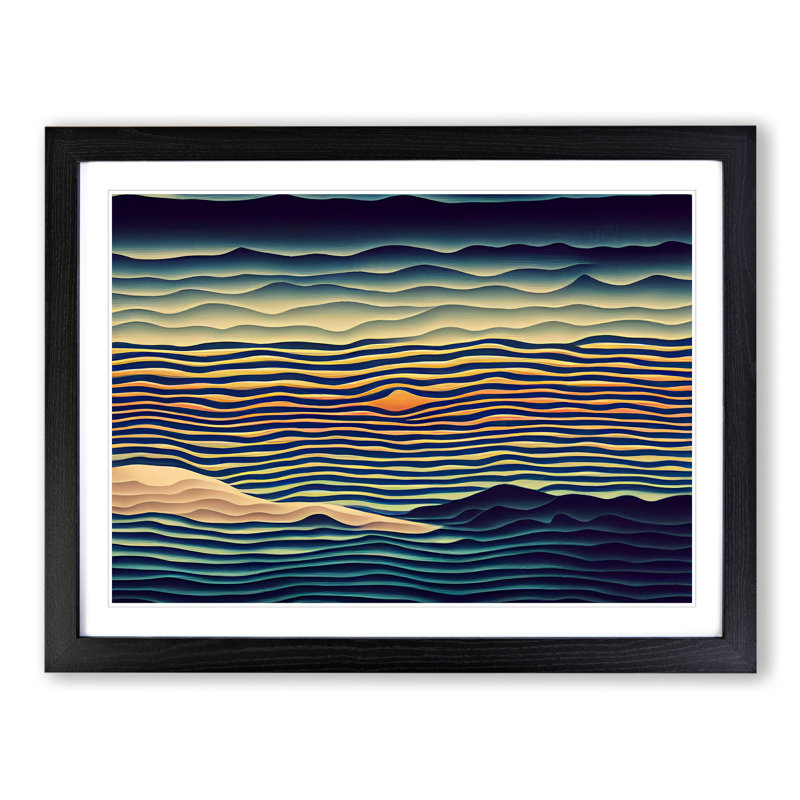 Exquisite Abstract Mountains - Single Picture Frame Print, Black, 25cm H x 34cm W x 2cm D