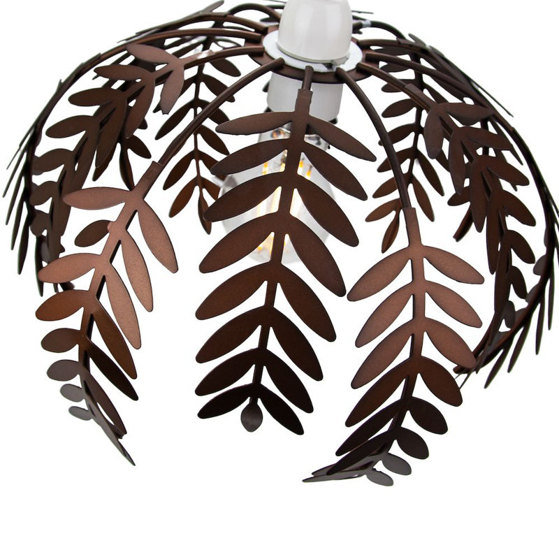 Traditional Fern Leaf Design Ceiling Pendant Light Shade in Shiny Finish, Brown