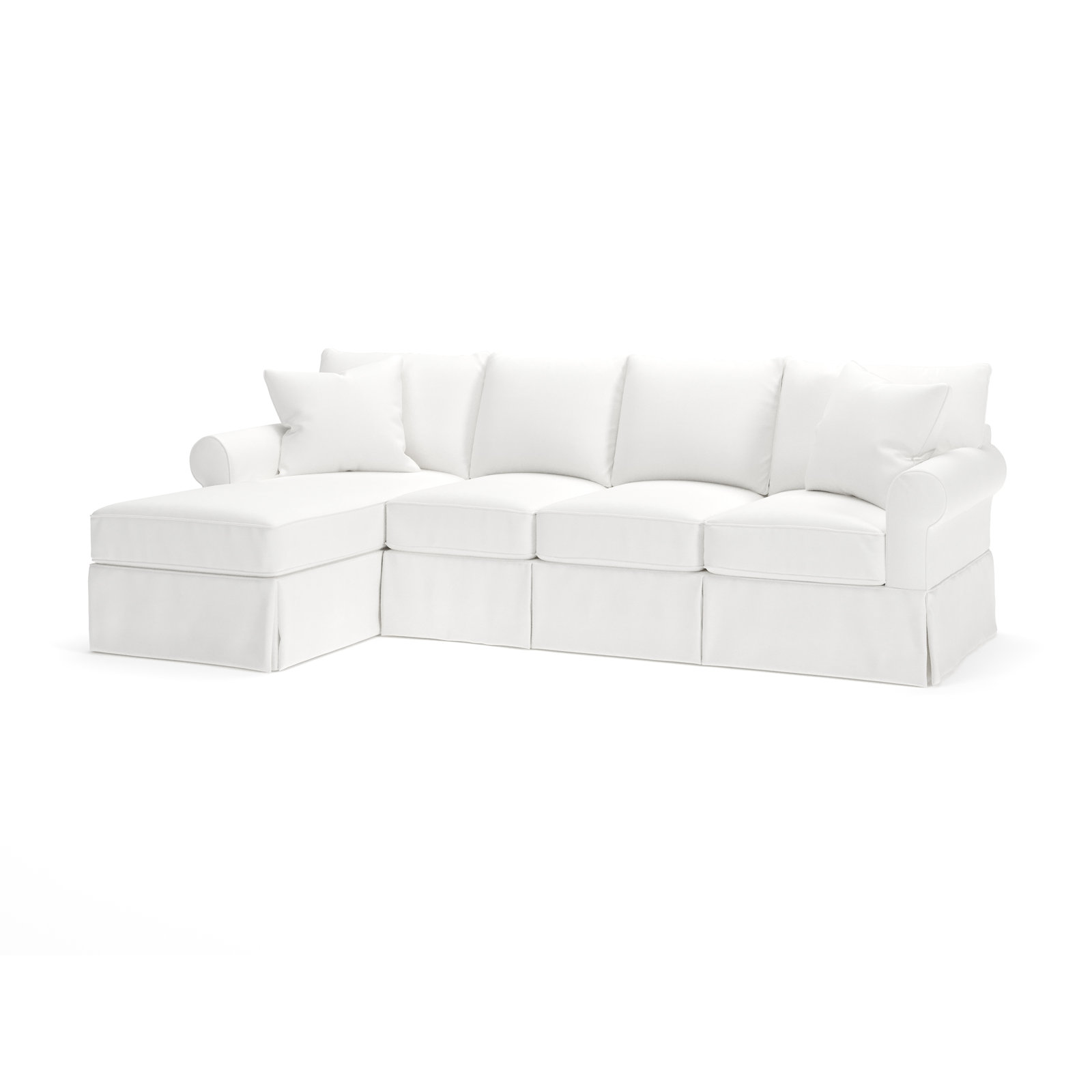 Amari Slipcovered Sectional with Sleeper Sofa, Left Hand Facing, Bayou Off White Canvas