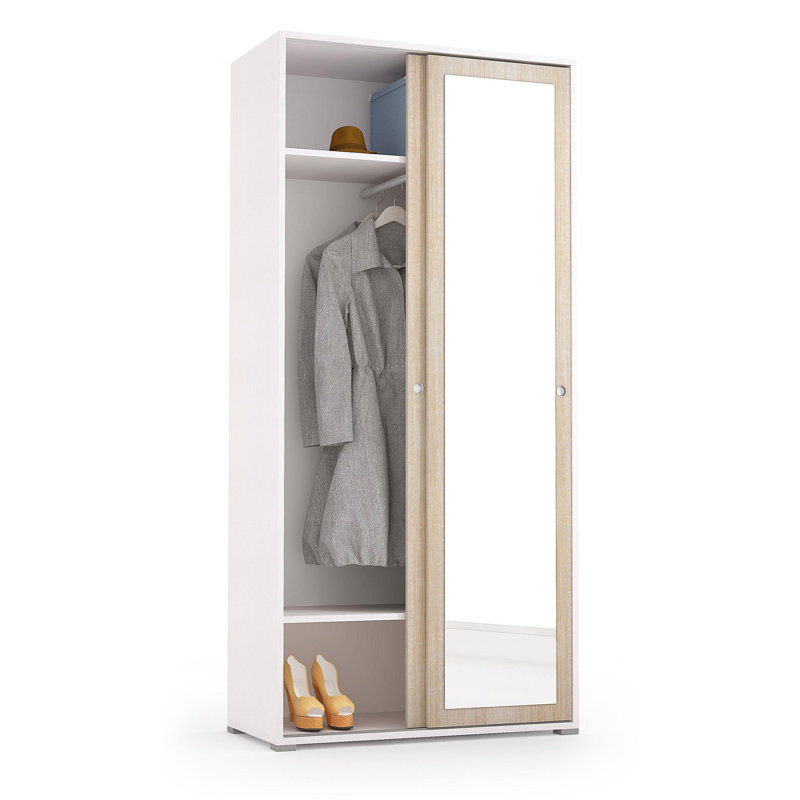 Gurtie 2 Door Manufactured Wood Wardrobe, Oak/White