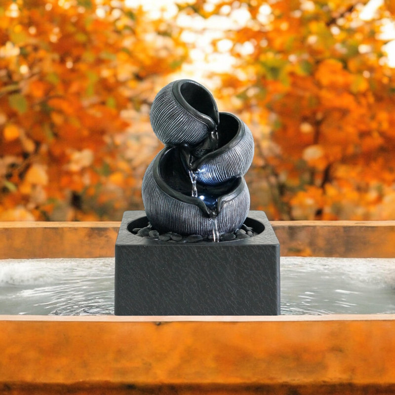 Clumm Weather Resistant Table Top Fountain with Light