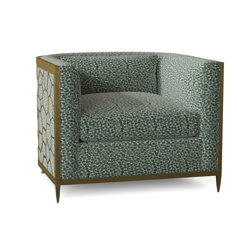 Caracole Upholstery Barrel Chair, Off-white Linen, Gold