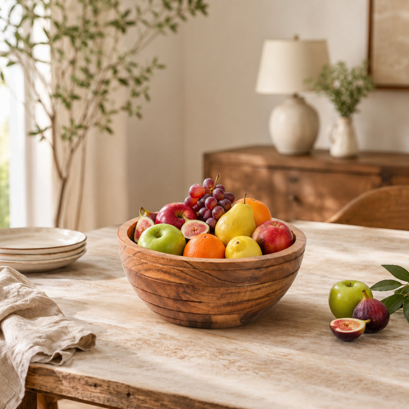  Handcrafted Grava Acacia Wood Bowl, Large