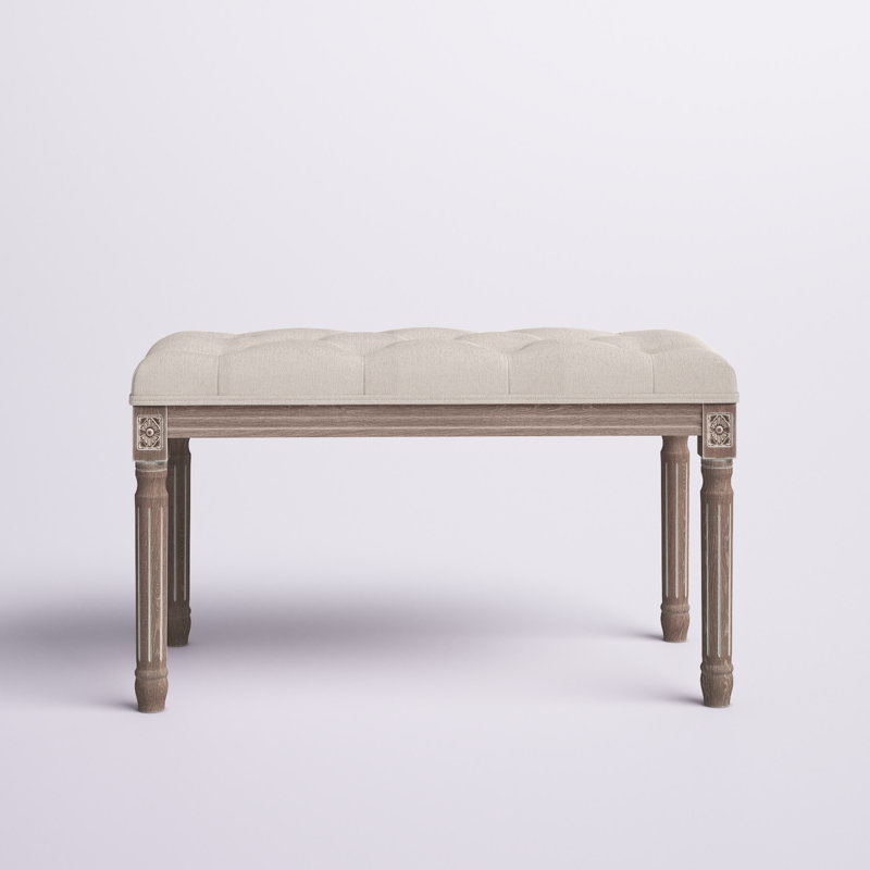 Chagford Upholstered Wood Bench, 18.5" H x 31.5" W x 15.7" D, Beige
