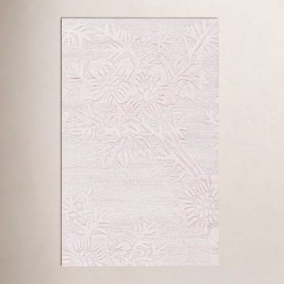 Light Pink Hand-Tufted Floral Wool Rug