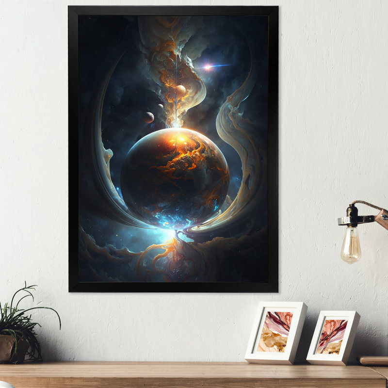 Planète fusion profonde IV - Planète fusion IV - reproduction sur toile, H 20 po x l 12 po x P 1 po, Cadre photo noir