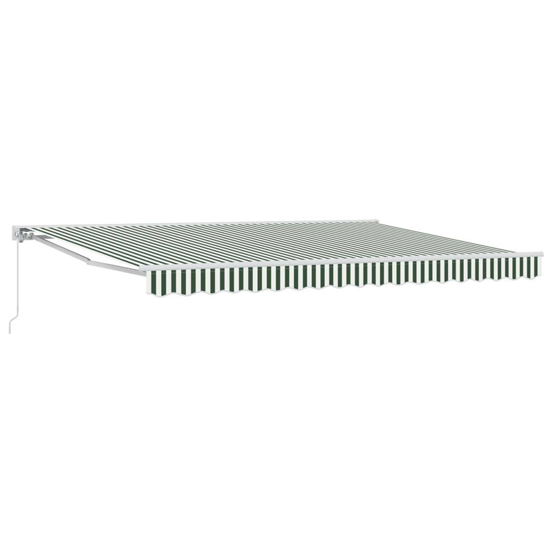 VidaXL Polyester Cover Retractable Patio Awning, 400cm W x 300cm D, Green/White