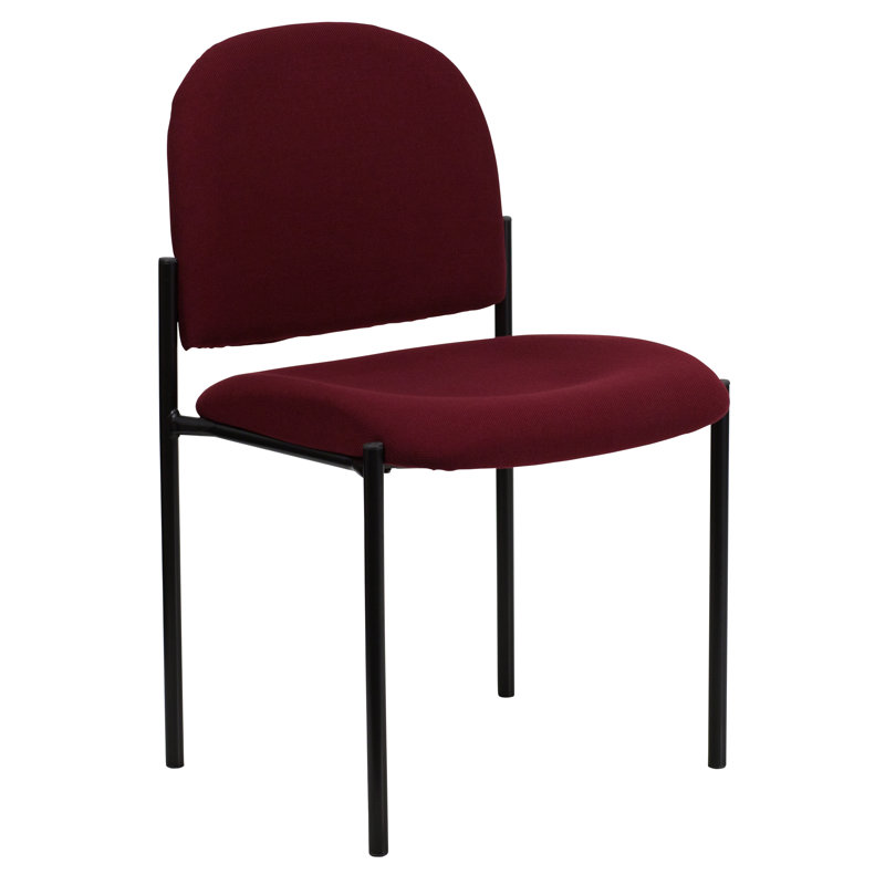 Burgundy Fabric and Vinyl Stackable Metal Side Chair
