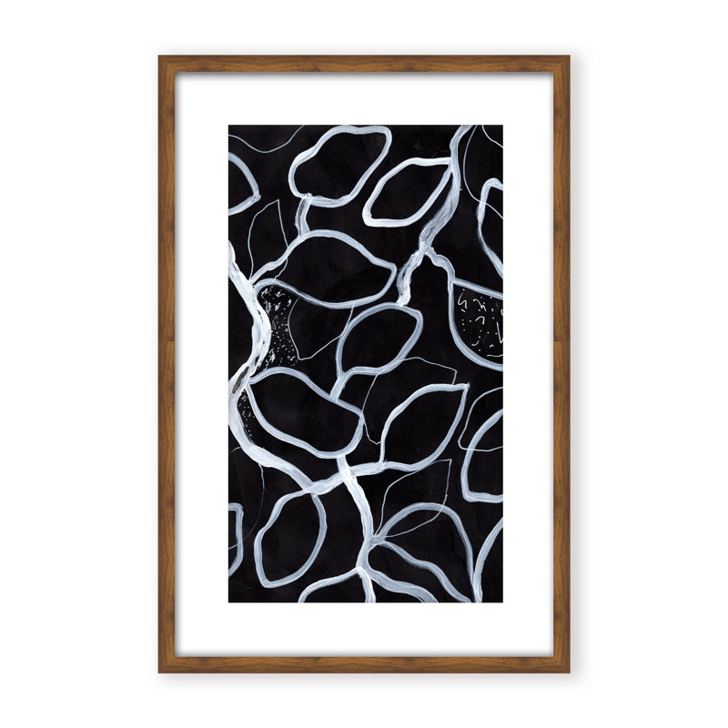 Abstract Tangled by  - Picture Frame Graphic Art on Paper, 24" H x 16" W x 1.125" D, Framed Matted Print, Black