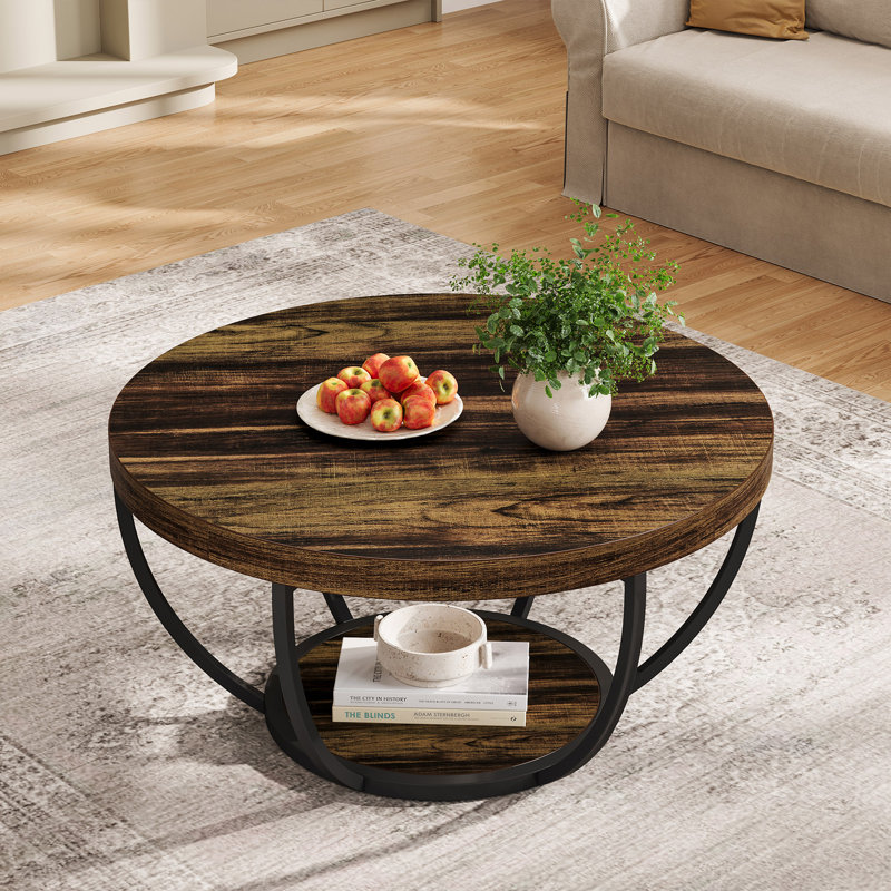 Table basse à plancher, Marron clair, Noir
