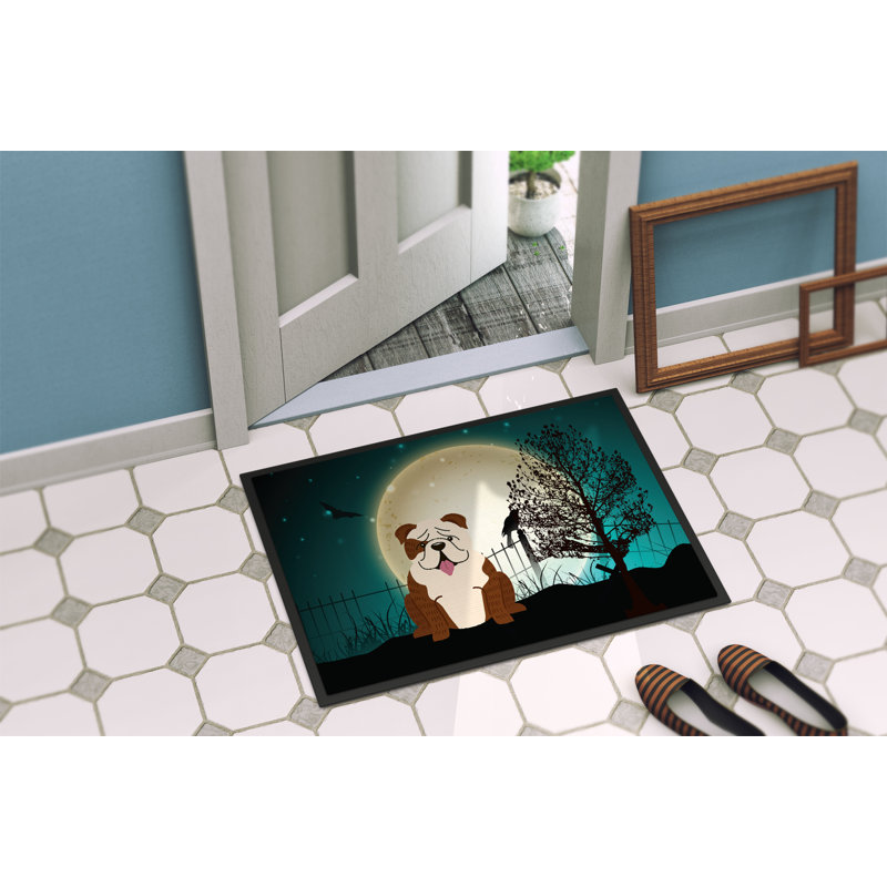 Tapis d'extérieur Owyhee Halloween, Rectangle 1 pi 6 po x 2 pi 3 po, Beige / blanc