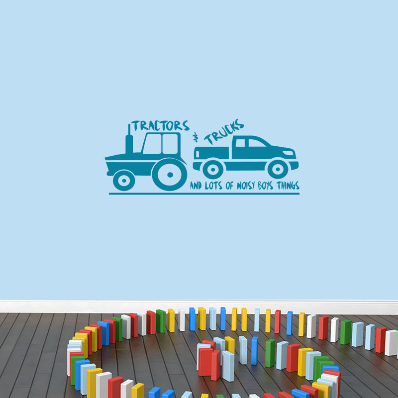 Décalcomanie murale tracteurs et camions, Bleu sarcelle