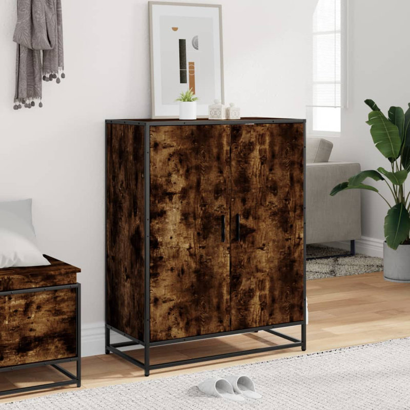 10 Pair Shoe Storage Cabinet, Smoked Oak