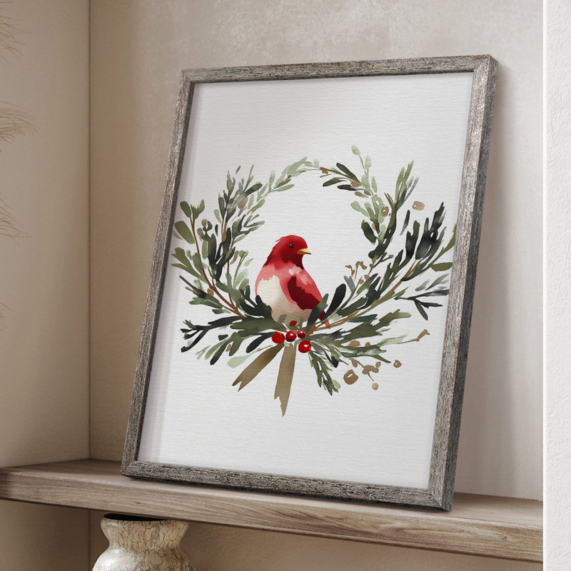 «Christmas Holiday Art CMLVII», reproduction d'art encadrée - bois massif XMA171737, H 21 po x l 17 po