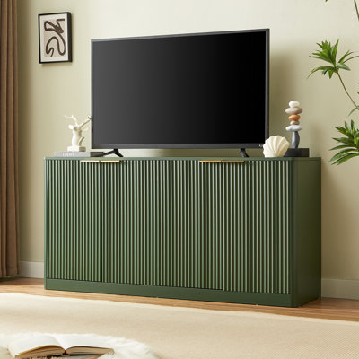 Armoire de rangement incurvée de 59 po de style moderne 59 pouces à contour ondulé, armoire à 4 portes avec fonction de rangement, l 59,0 po x l 15,7 po x H 27,7 po