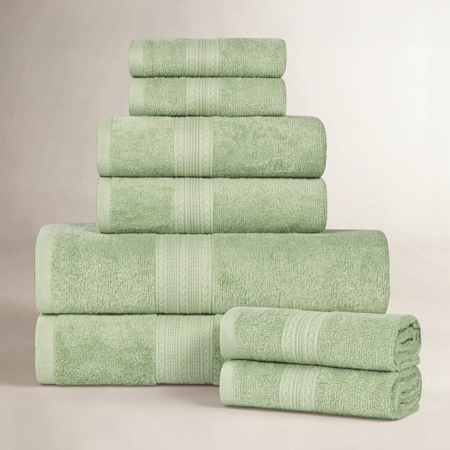 Asleigh 8-Piece Cotton Towel Set, Terrace Green
