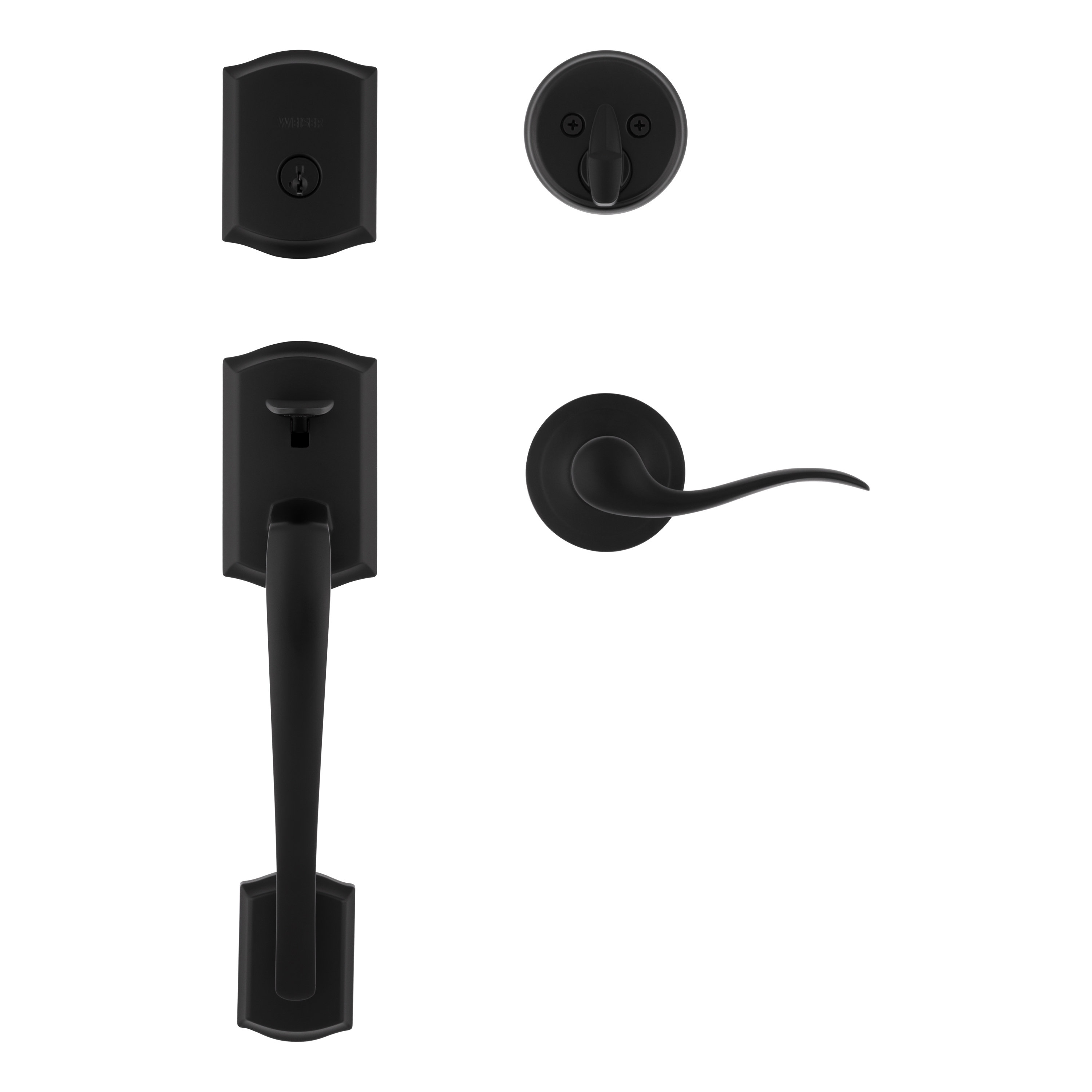 Weiser Prescott Handleset with Single Cylinders Deadbolt and Toluca