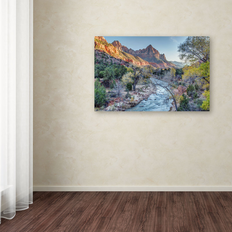 Zion Watchman Landscape 16" x 24" Wood Frame Canvas Art