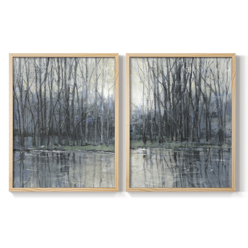 Morning Drizzle I-Premium Framed Print -Ready to Hang - No Nails Required - No Nails Required, 15" H x 24" W, Natural Wood