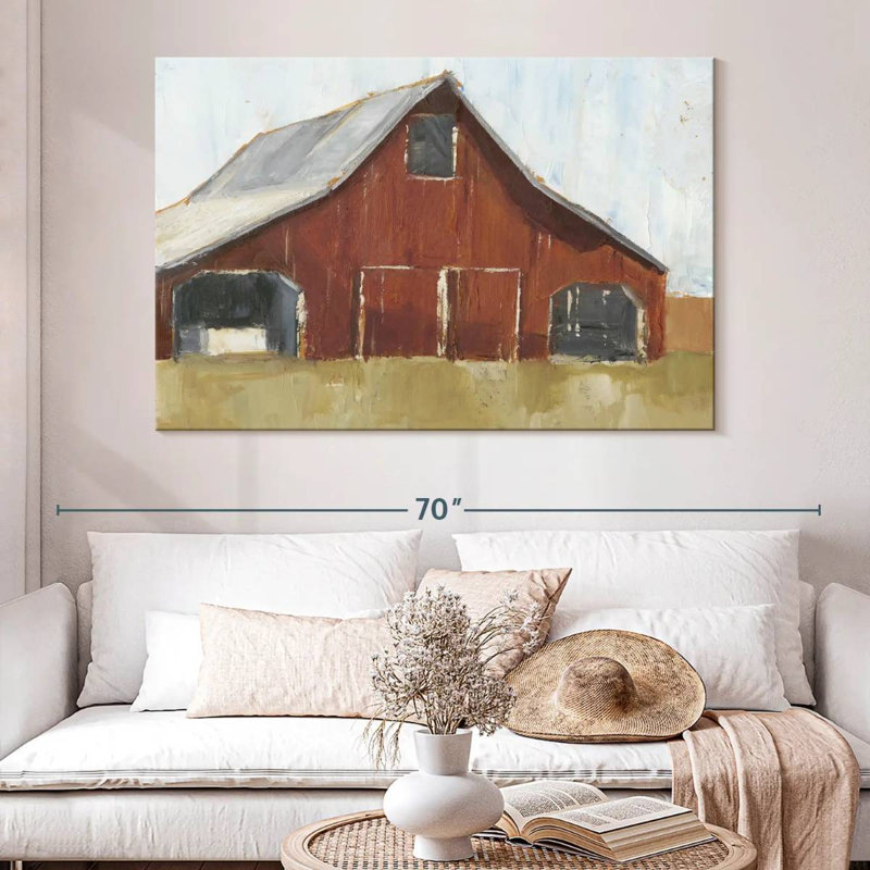 Lilie Rustic Red Barn I, 34" H x 51" W