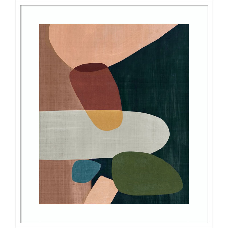 «Stacking Pebbles I Mauve» par Eva Watts - reproduction de cadre photo sur papier, H 33 po x l 29 po, Blanc mat