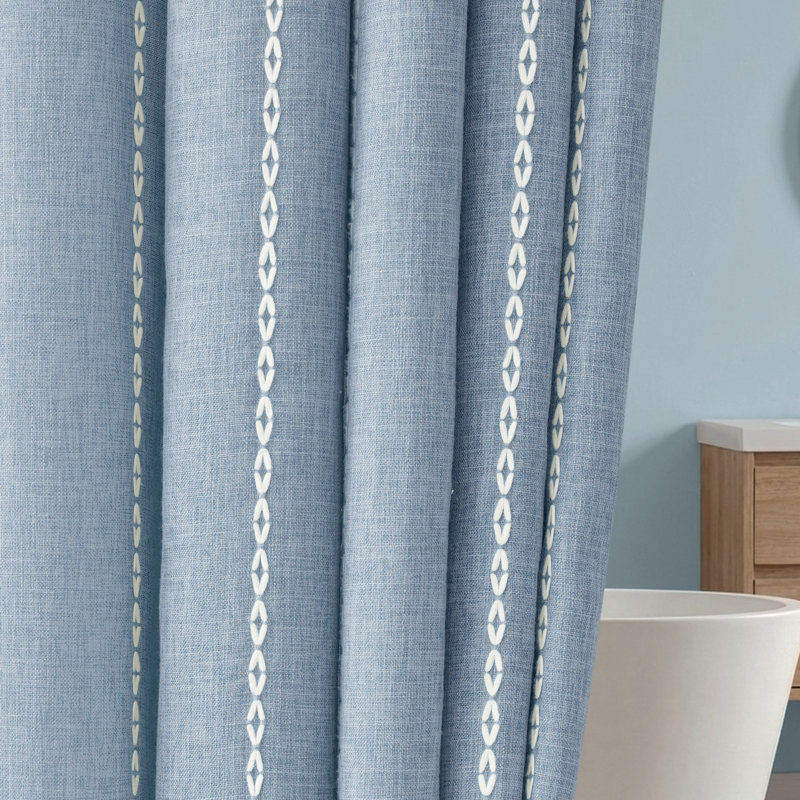 Rideaux de douche Boho, H 75 po x l 72 po, Bleu