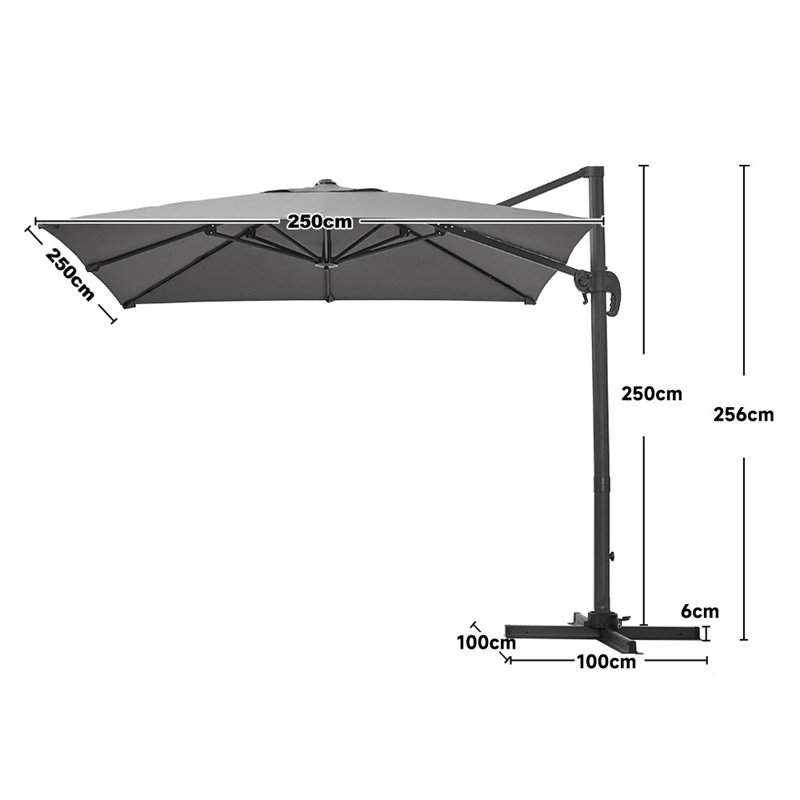Arjina 250cm Cantilever Parasol, Dark Grey