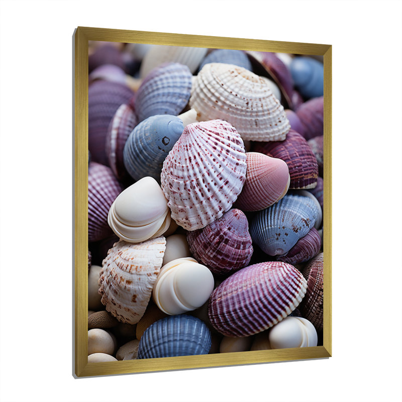 Beach Shells and Shadows III sur toile, Encadrement doré, H 40 po x l 30 po x P 1,5 po