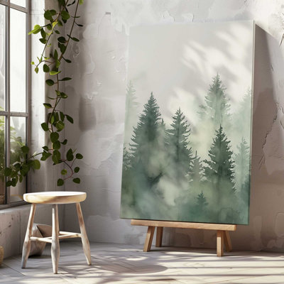 «Foggy Morning Woodland II», reproduction sur toile