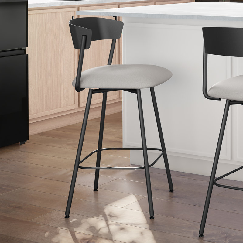Analeesa Swivel Counter & Bar Stool, Polyester-Light Gray, Counter Stool (25.88" Seat Height)