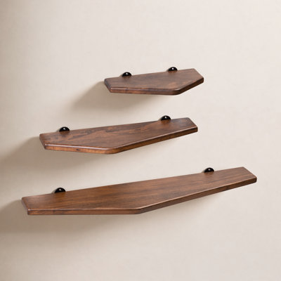 Glennon 3-Piece Solid Wood Floating Shelves